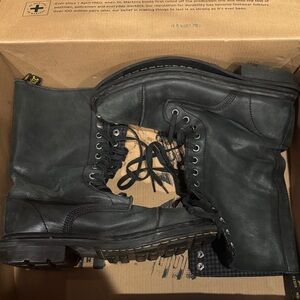 Dr. Martens Charcoal Leather Lace-Up Boots